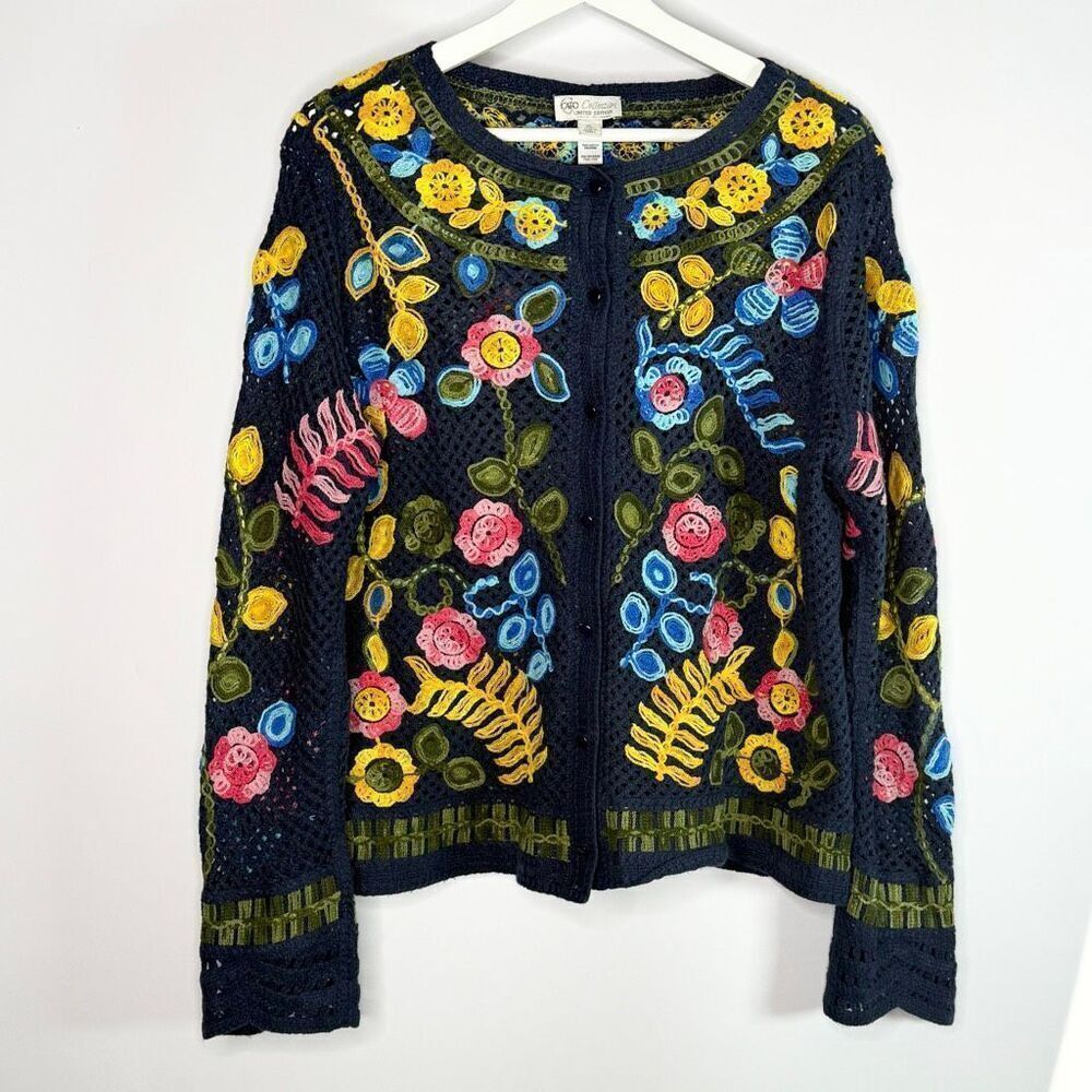 Cato Collection Limited Edition Knit Floral Cardigan - US Women’s XL
